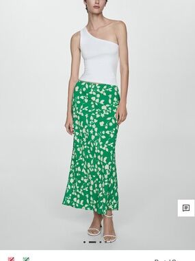 Mango Green Floral Maxi Skirt